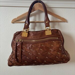 Treesje The Revealed Studded Satchel Leather